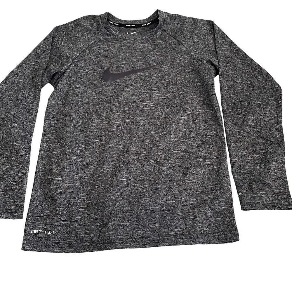 NWOT! Nike Swim Heather Gray UPF 40+ Dri-Fit Long Sleeve Shirt - Youth M